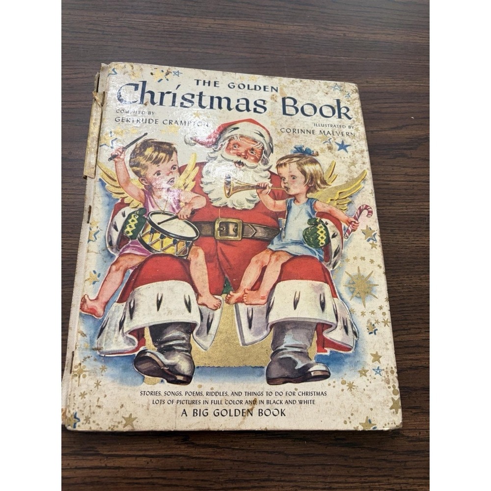 1947 First Edition Golden Christmas Book Pop-up Tree Vintage Santa Angels